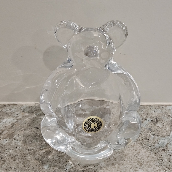 Vintage Lead Crystal Bear Trinket / Ring Holder Made In Italy - Picture 2 of 11